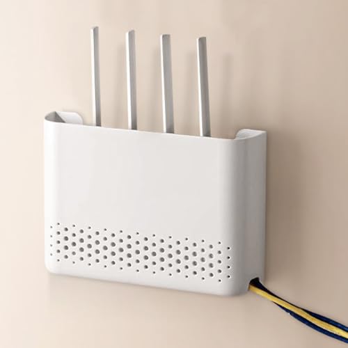 Aoreun WiFi Router Aufbewahrungsbox, Router Box Router Verstecken Wand WLAN-Router Aufbewahrungsbox WiFi-Rack Regal Wandhalterung, Wohnzimmer, TV-Wandregal, Set-Top-Box für Heimdekoration (Weiß) von Aoreun
