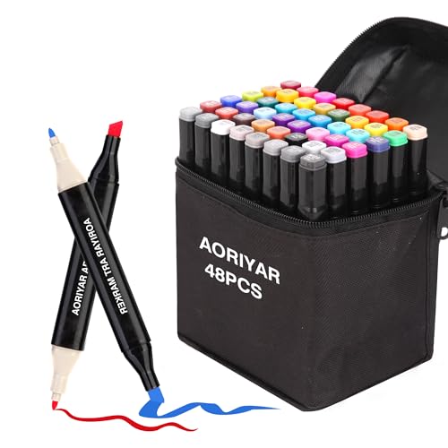 Aoriyar 48 Farben Kunst Marker, Alkohol Marker Färbung Dual Tip Künstler Stifte Set für Studenten Manga Künstler Zeichnung Skizzieren Unterstreichen Illustration Malerei Kartenherstellung Aoriyar 48 Farben Kunst Marker, Alkohol Marker Färbung Dual Tip Künstler Stifte Set für Studenten Manga Künstler Zeichnung Skizzieren Unterstreichen Illustration Malerei Kartenherstellung von Aoriyar