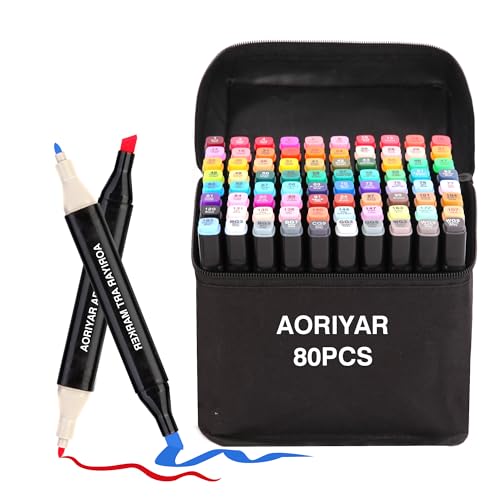 Aoriyar Marker Stifte 80 Farben, Alkohol Kunst Marker Färben Künstler Stifte Dual Tip Marker Stifte Set für Erwachsene Studenten Manga Skizze Zeichnen Skizzieren Unterstreichung Illustration Malerei Aoriyar Marker Stifte 80 Farben, Alkohol Kunst Marker Färben Künstler Stifte Dual Tip Marker Stifte Set für Erwachsene Studenten Manga Skizze Zeichnen Skizzieren Unterstreichung Illustration Malerei von Aoriyar