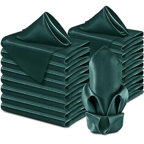 Aormenzy 60 Stück dunkelgrüne Satin-Servietten 17x17 seidige Servietten, Party-Stoffservietten, quadratische Satin-Servietten, Esstisch-Servietten, Bankett, Party-Dekoration von Aormenzy