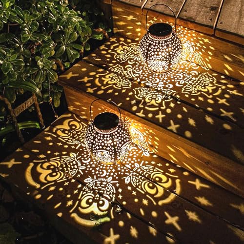 Solarlampen für Außen - 2 Stück Solarlampen für Außen Hängend - IP65 Wasserdicht LED Solar Gartenleuchten Solarlampen für Außen Garten Balkon Deko Hinterhöfe Terrassen Beleuchtung von Aosethefrt