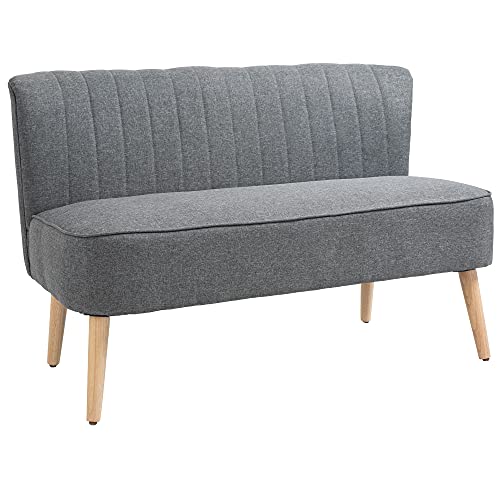 HOMCOM 2-Sitzer Stoffsofa Polstersofa Doppelsofa Retro-Look Sitzmöbel Loungesofa Holzrahmen Hellgrau 117 x 56,5 x 77 cm HOMCOM 2-Sitzer Stoffsofa Polstersofa Doppelsofa Retro-Look Sitzmöbel Loungesofa Holzrahmen Hellgrau 117 x 56,5 x 77 cm von HOMCOM