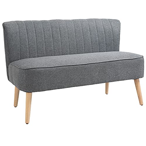 HOMCOM 2-Sitzer Stoffsofa Polstersofa Doppelsofa Sitzmöbel Loungesofa Holz Schaumstoff Hellgrau 117 x 56,5 x 77 cm von HOMCOM