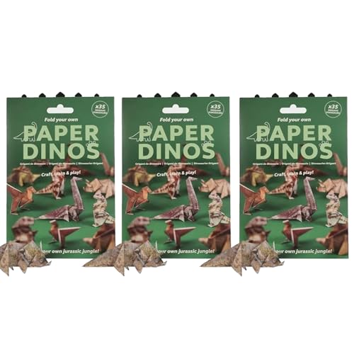 DIY-Origami-Set Mit Papierkatzen – 50 Origami-Kätzchen for Selberfalten, Blätter DIY-Papier Falten Süßer Katzenfiguren, Lustiges 3D-Modellbauset Hunde, Katzen Und Dinosaurier Aus Papier(DINOSAUR*3) von Aosrioylt