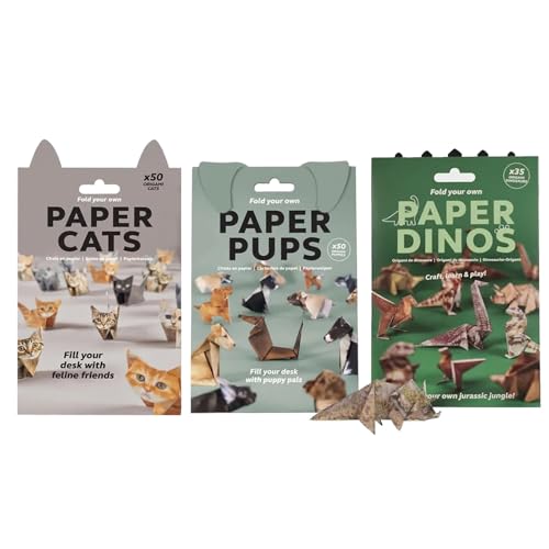 DIY-Origami-Set Mit Papierkatzen – 50 Origami-Kätzchen for Selberfalten, Blätter DIY-Papier Falten Süßer Katzenfiguren, Lustiges 3D-Modellbauset Hunde, Katzen Und Dinosaurier Aus Papier(MIXED) von Aosrioylt