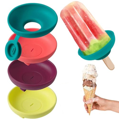 Eishalterung Kinder Silikon, Kein Tropfen Eishalter, Wiederverwendbare Silikon Eishalter, Eishalter BPA-frei Spülmaschinenfest, Kein Tropfen Halter for Gefrorene Leckereien for Erwachsene und Kinder(G von Aosrioylt