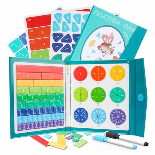 Magnetisches Demonstrationsbuch for Thema Brüche, Montessori-Mathematikpuzzle Die Grundschule, Kreisspielzeug Lehren Von Brüchen Mit Prozentsätzen, Lernplättchen Lernen 4. Und 5. Klasse(1 set) von Aosrioylt