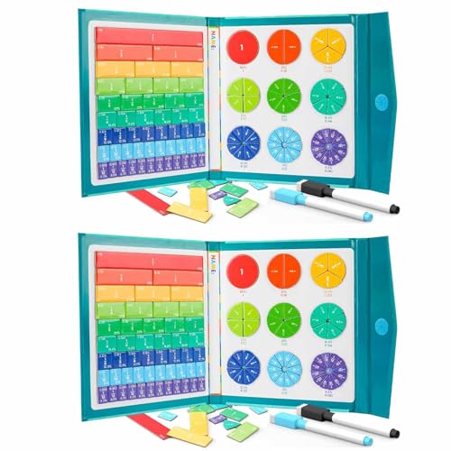 Magnetisches Demonstrationsbuch for Thema Brüche, Montessori-Mathematikpuzzle Die Grundschule, Kreisspielzeug Lehren Von Brüchen Mit Prozentsätzen, Lernplättchen Lernen 4. Und 5. Klasse(2 sets) von Aosrioylt