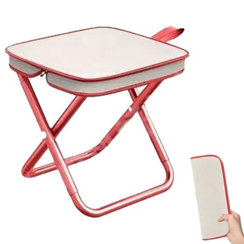 Mini Easy Carry Outdoor-Stuhl, Tragbarer Klapphocker for Camping, Kompakter Mini-Tragestuhl Mit Tragetasche, Leichter Zusammenklappbarer Hocker, Langlebiger Faltbarer Taschenhocker for Wandern(Red) von Aosrioylt