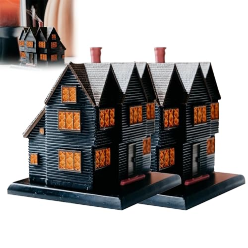 Räuchergefäß „hexenhaus Salem“, Halloween-Dekoration for Den Innenbereich, Süßer Duftbrenner Mit Geisterduft, Heimdekoration, Räuchergefäß „spukhaus“, Vintage-Weihnachtsferien-Ornament(2pcs) von Aosrioylt