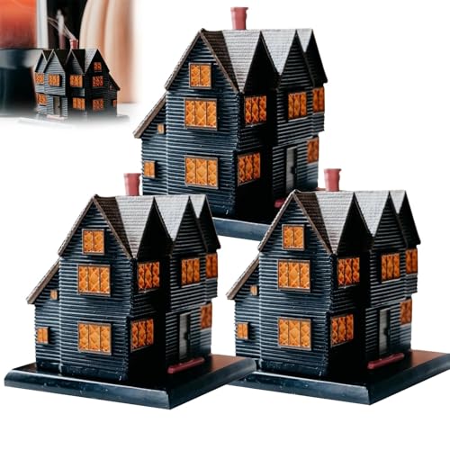 Räuchergefäß „hexenhaus Salem“, Halloween-Dekoration for Den Innenbereich, Süßer Duftbrenner Mit Geisterduft, Heimdekoration, Räuchergefäß „spukhaus“, Vintage-Weihnachtsferien-Ornament(3pcs) von Aosrioylt