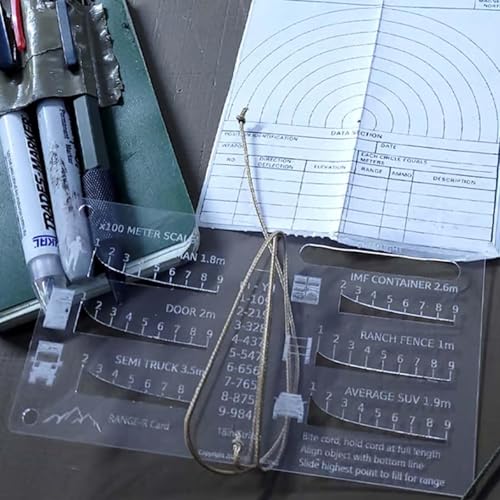 Range Finder Card, Hunt-R Card, Range-R Card, 900m Measurement Slide Rule Tool,Flexible Hunting Rangefinder Card with 6 Reticles Including Man, Door, Semi-Truck, IMF Container, Ranch Fence, SUV(PRO,We von Aosrioylt