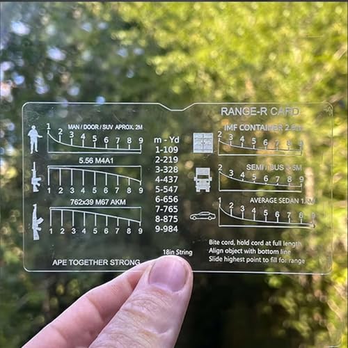 Range Finder Card, Hunt-R Card, Range-R Card, 900m Measurement Slide Rule Tool,Flexible Hunting Rangefinder Card with 6 Reticles Including Man, Door, Semi-Truck, IMF Container, Ranch Fence, SUV(Genera von Aosrioylt