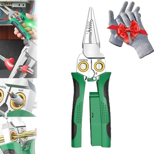 Seese Wire Stripper, Wire Strippers with Electricity Measurement Function 8in1 Wire Stripping Pliers for Cutting and Pulling Wires Cable Scissors for Scraping and Pressing Wires with Voltage Test(8in1 von Aosrioylt