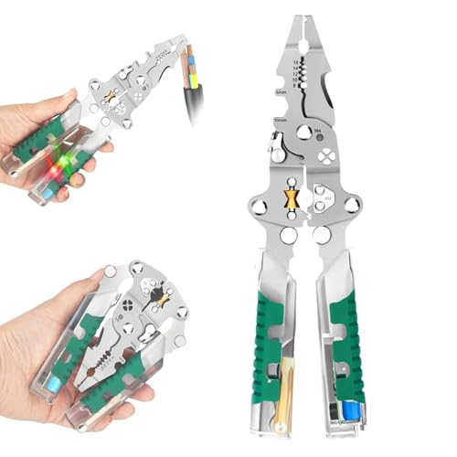 Tuvilo Elektrische Zange, 2025 Neue 18-in-1-Draht-Crimpzange Mit Spannungsprüfer, Multifunktionale Professionelle Abisolierzange, Elektrische Zange for Schneiden Und Ziehen Von Drähten(1pc) von Aosrioylt