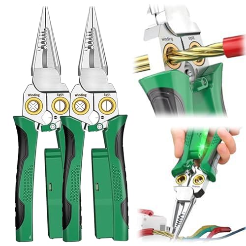 Tuvilo Elektrische Zange, 2025 Neue 8-in-1-Draht-Crimpzange Mit Spannungsprüfer, Multifunktionale Professionelle Abisolierzange, Elektrische Zange for Schneiden Und Ziehen Von Drähten(2pcs) von Aosrioylt
