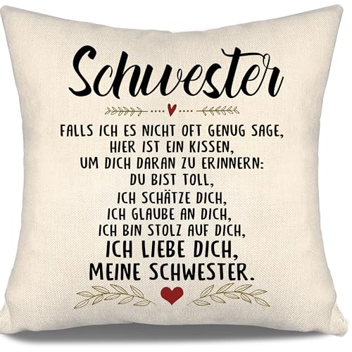 Aosumin Doppelseitige Kissenbezug Schwester Geschenk Geburtstag toll ich schätze Dich ich glaube an Dich ich Bin stolz auf Dich ich Liebe Dich Meine Schwester (Schwester-a) von Aosumin
