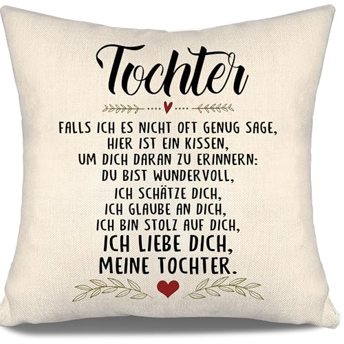 Aosumin Doppelseitige Kissenbezug Tochter Geschenk von Mama Papa Geburtstag wundervoll ich schätze Dich ich glaube an Dich ich Bin stolz auf Dich ich Liebe Dich Tochter(Tochter-a) von Aosumin