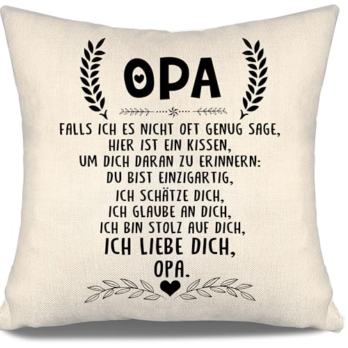 Aosumin Doppelseitiger Kissenbezug Opa Geschenk Geburtstag Vatertag Großvatertag Falls ich es Nicht oft genug sage Hier ist EIN Kissen um Dich daran zu erinnern Du bist einzigartig(Opa-a) von Aosumin