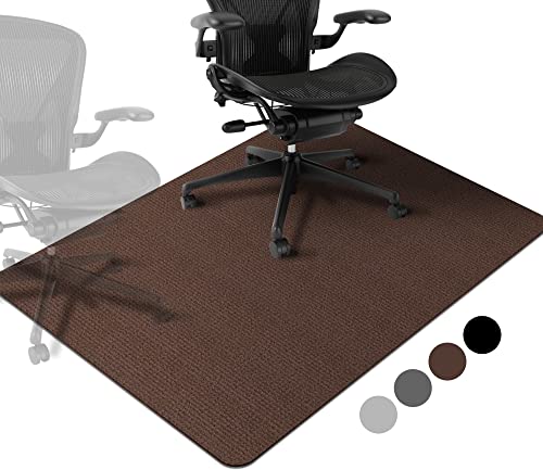 Schreibtischstuhl Unterlage | 140x90cm Bürostuhlmatte/Unterlage für Stühle | Kratzfest Bodenmatte Stuhlunterlage | Bodenschutzmatte für Laminat, Parkett und Hartböden Kaffee von Aothia