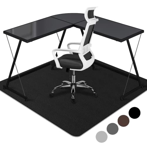 XL Schreibtischstuhl Unterlage | 140x160cm Bürostuhlmatte/Unterlage für Stühle | Kratzfest Bodenmatte Stuhlunterlage | Bodenschutzmatte für Laminat, Parkett und Hartböden Schwarz von Aothia