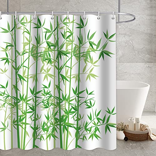 Aotiwe Duschvorhang Polyester, Duschvorhang Bambus Motiv 180X200cm Shower Curtains Green Dekoration Badezimmer Modern von Aotiwe