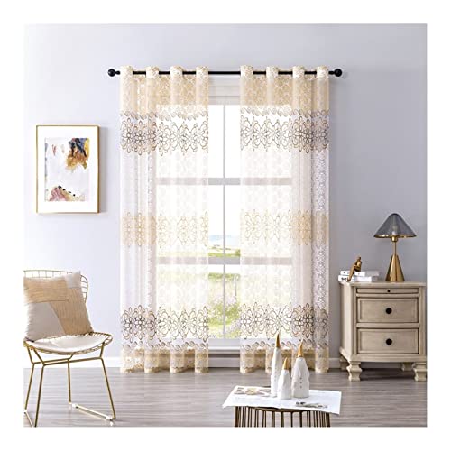 Aotiwe Gardinen 160 cm Hoch, Gardinenstoff Fenster Transparente Blume Braun Polyester 2 Stücke 137X160cm von Aotiwe