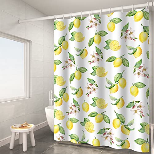 Aotiwe Shower Curtains Polyester, Duschvorhang Zitronen 90X180cm Gelb Duschvorhang Polyester Wasserdicht Schnelltrocknend von Aotiwe