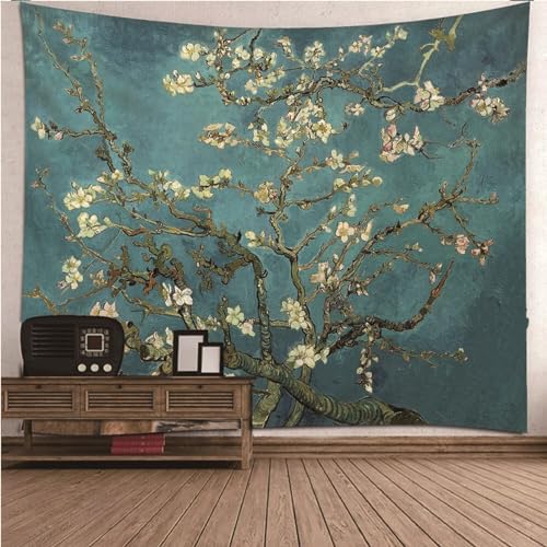 Aotiwe Tapestry Wall Hanging, Wandteppich Boho Groß Pflaumenblüte Weiß Wandteppich aus Polyester Wanddeko Outdoor 210x140cm von Aotiwe