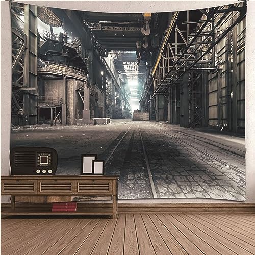 Aotiwe Tapisserie Herbst, Tapestry Cute Retro Industrielle Windarchitektur Grau Wandtuch aus Polyester Wand Deko 150x150cm von Aotiwe