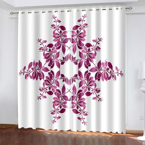 Aotiwe Vorhänge Wohnzimmer Set, Fenstergardine Landhaus Fuchsia Zweig- und Blattmuster Polyester 2er Set 488x244cm Aotiwe Vorhänge Wohnzimmer Set, Fenstergardine Landhaus Fuchsia Zweig- und Blattmuster Polyester 2er Set 488x244cm von Aotiwe