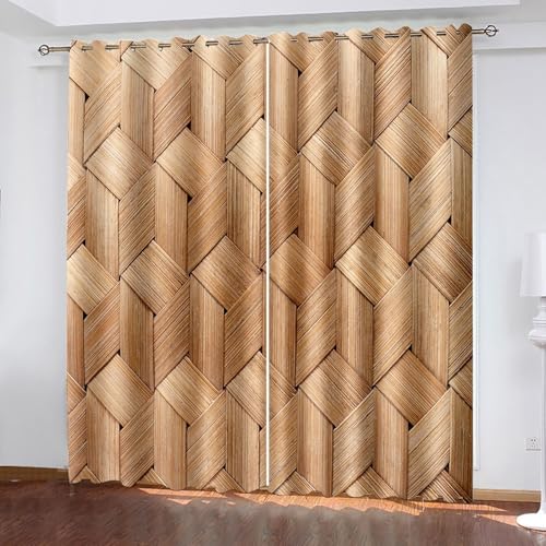 Aotiwe Vorhang Badezimmer Fenster, Vorhang Blickdicht Braun Webmuster Polyester 2er Set 428x214cm von Aotiwe