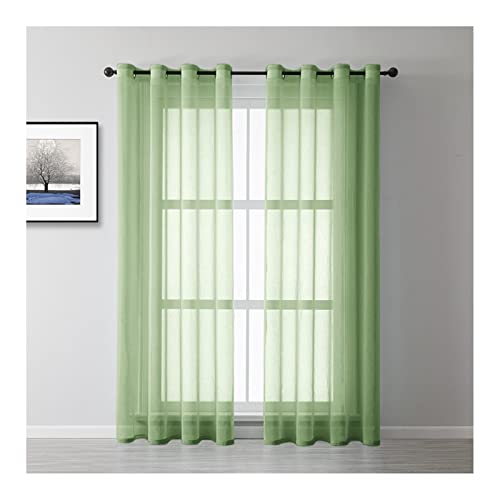 Aotiwe Vorhang Durchsichtig Grün, Gardine Boho Einfarbig Polyester 2 Stücke 137X214cm für Schlafzimmer von Aotiwe