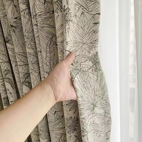 Aotiwe Vorhang Grün Vintage, Kitchen Curtains for Window Blumen Muster Vorhänge Wohnzimmer Set Stoff 2er Set 132 x 244cm von Aotiwe