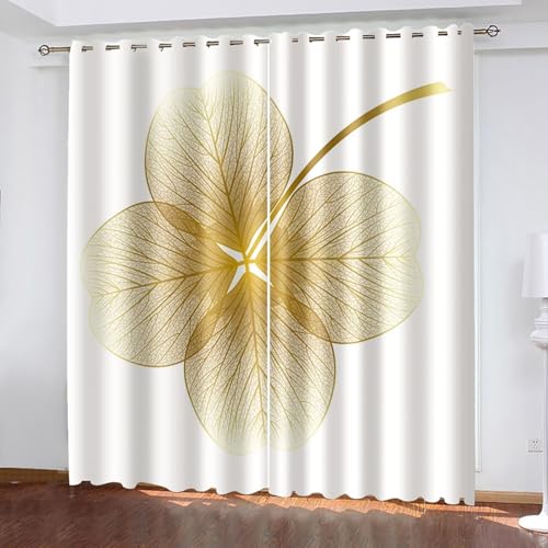 Aotiwe Vorhang Verdunkelung Gelb, Bad Vorhang Fenster Ahornblatt Muster Polyester 2er Set 172x160cm von Aotiwe
