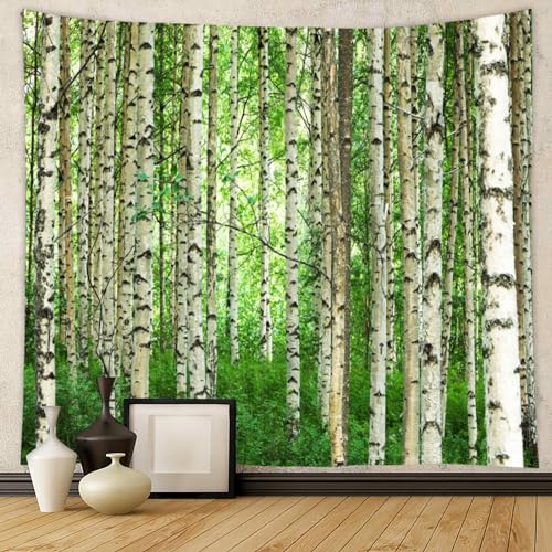 Aotiwe Wandbehang Boho Grün, Boho Wandteppich Tapestry Green Wandteppich Birke Wall Decoration Aesthetic 150X150cm von Aotiwe