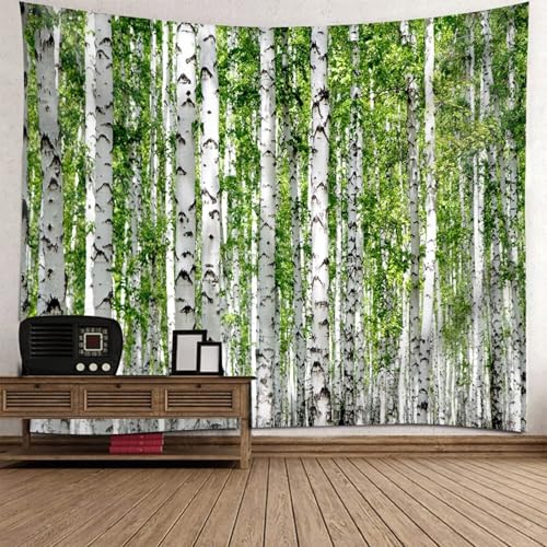 Aotiwe Wandtücher XXL, Wandteppich Boho XXL Bäume Weiß Grün 210x140cm Deko Wohnzimmer von Aotiwe