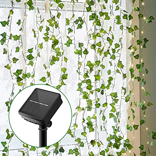 Lichterkette Außen, Künstlicher Efeu Lichterkette 100LED 10M/32Ft 8 Modi Solar Lichterkette Aussen für Garten, Bäume, Terrasse, Weihnachten, Hochzeiten, Partys (Warmweiß) Solarlampen für Außen von Aotlet