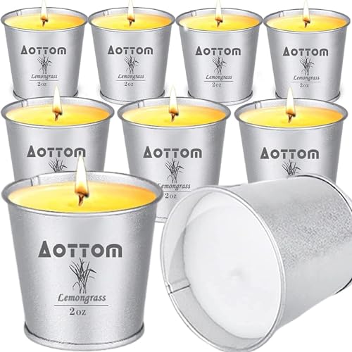 Aottom Citronella Kerze Outdoors,Zitronen Kerzen Natürliche Sojawachs Zitronengras Duft Kerzen Outdoor 12Std x 9 Candle für Garten,Picknick,Camping,Terrasse von Aottom
