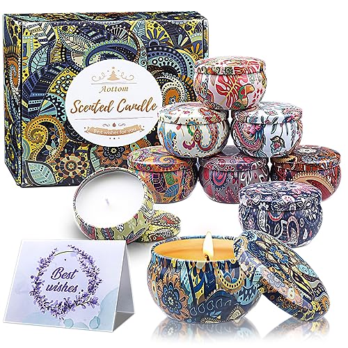 Duftkerzen Geschenke für Frauen 9 St, Duftkerzen Geschenkset Aromatherapie Kerzen Set Natürliches Sojawachs Kerze Gift zum Geburtstag Valentinstag Neujahr Muttertag für Garten Bad Yoga, 2,5 OZ/ST von Aottom