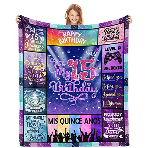 15 Jahre alte Mädchen Geschenke für Geburtstag Decke 127 x 152,4 cm – 15. Geburtstag Geschenke für Mädchen – Quinceanera Geschenke – Geschenke für 15 Jahre alte Mädchen – 15. Geburtstag Dekorationen 15 Jahre alte Mädchen Geschenke für Geburtstag Decke 127 x 152,4 cm – 15. Geburtstag Geschenke für Mädchen – Quinceanera Geschenke – Geschenke für 15 Jahre alte Mädchen – 15. Geburtstag Dekorationen von Aotximlat