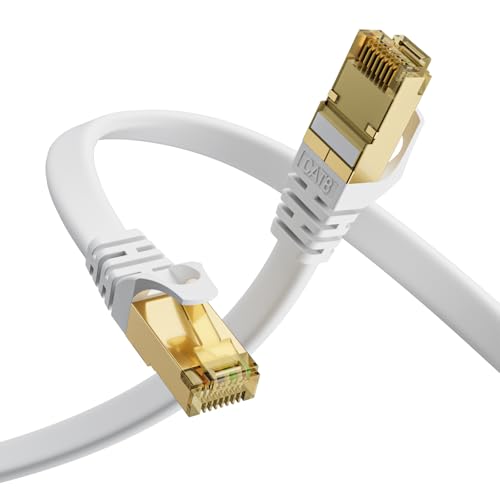 Aouensly Cat8 Ethernet Kabel 1m 2-Stück, Flaches Hochgeschwindigkeits-LAN-Kabel, 40Gbps 2000MHz Internetkabel mit vergoldeten RJ45-Steckern, Netzwerkkabel für Gaming, Streaming, Router, PC, Drucker von Aouensly