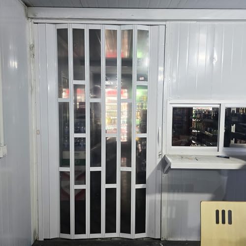 Ziehharmonika-Tür Puertas Plegables/weiße Falttüren für Türöffnungen, 190 bis 240 cm hoch, klares Acrylglas, Akkordeon-Dusche, individuell anpassbar, mehrfach faltbar, mit Hardware-Kit Ziehharmonika-Tür Puertas Plegables/weiße Falttüren für Türöffnungen, 190 bis 240 cm hoch, klares Acrylglas, Akkordeon-Dusche, individuell anpassbar, mehrfach faltbar, mit Hardware-Kit von Aouoeeo