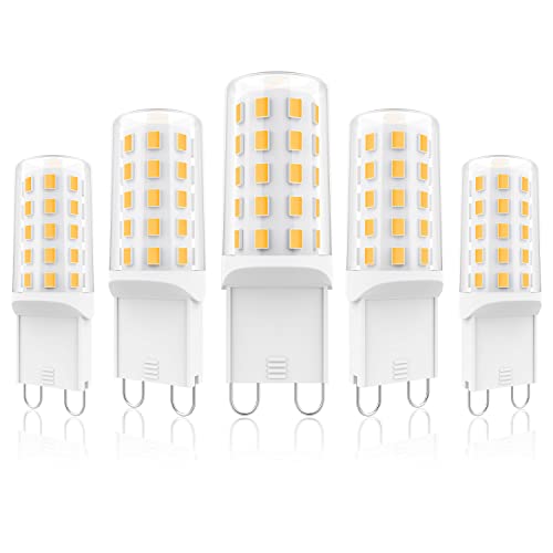 Aourow G9 LED Lampen Warmweiß 2700K: LED G9 Leuchtmittel 4W 450LM,Ersetzt 30W-40W Halogenlampe,Kein Flackern, Nicht Dimmbar,360° Abstrahlwinkel,Energiesparende G9 Glühbirne,5er Pack von Aourow