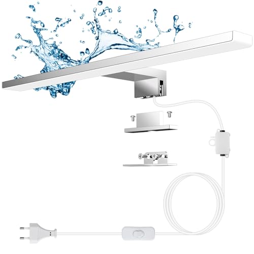 Aourow LED Spiegelleuchte Bad 10W,400mm 820lm Spiegelleuchte mit Schalter und Stecker,Neutralweiß 4000K Spiegellampe Badezimmer 230V Badlampe Spiegel für Spiegelschrank von Aourow
