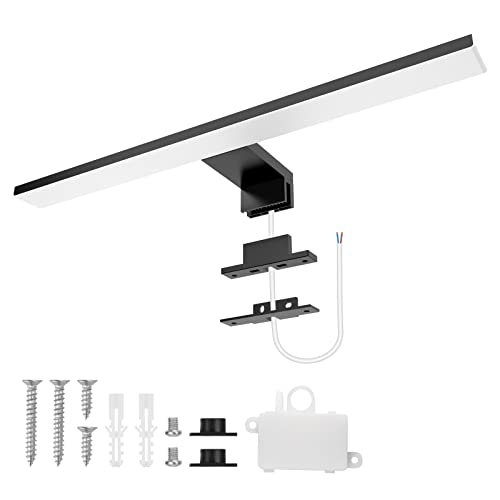 Aourow LED Spiegelleuchte Bad 10W,40CM 820LM Spiegellampe Badezimmer,Kaltes Weiß 6500K IP44 Wasserdicht Badlampe Spiegel 230V Spiegelschrank Beleuchtung(Schwarz) von Aourow