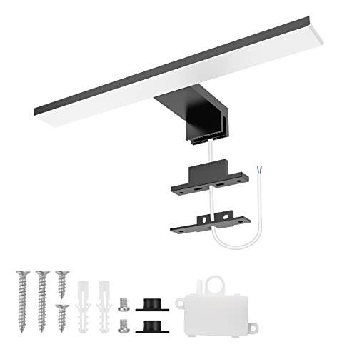 Aourow LED Spiegelleuchte Bad 5W,300mm 500lm Spiegellampe Badezimmer,Kaltes Weiß 6500K IP44 Wasserdicht Badlampe Spiegel 230V Spiegelschrank Beleuchtung KLASSE II(Schwarz) von Aourow