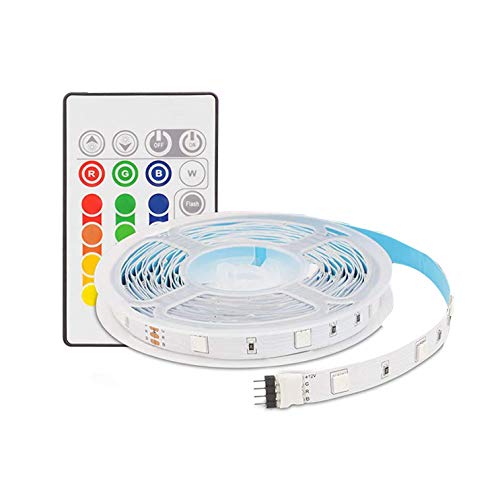 Aourow LED Streifen/LED Strip,5m Farbwechsel RGB LED stripes Lichtband inkl.Fernbedienung und Netzteil,5050 SMD Flexibel LED Bänder mit Selbstklebend für Haus Dekoration von Aourow