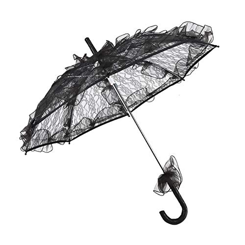 Aoutecen Regenschirm, schwarzer Spitzenregenschirm für Hochzeit für Leistung Haus Dekoration von Aoutecen