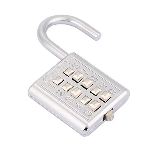 Ziffern-Vorhängeschloss aus Zinklegierung mit 10 Tastaturen und 5-stelligem Passwort für Leichte Schränke (10-Tasten-Elektro-Silber) von Aoutecen